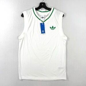Adidas Tennis Pro Tank Top Climacool Size L Mens White/Green JL9677, NEW